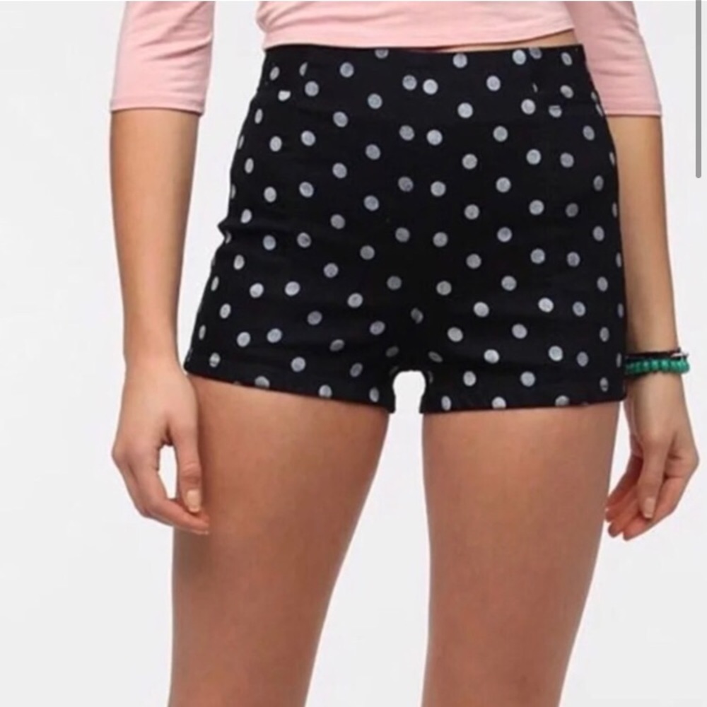 URBAN OUTFITTERS // KIMCHI BLUE Navy Blue Polka Dot High Waist Stretch Shorts 0